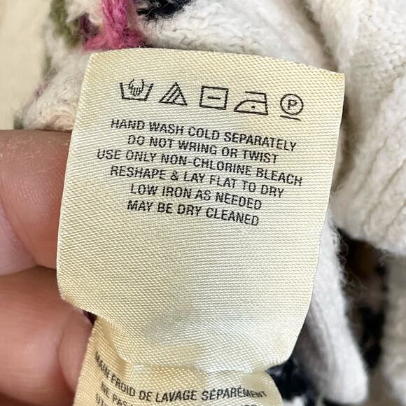 Anthropologie Sleeping on Snow Cream Wool Woodland Knitted Poncho Sweater XS - Picture 10 of 10